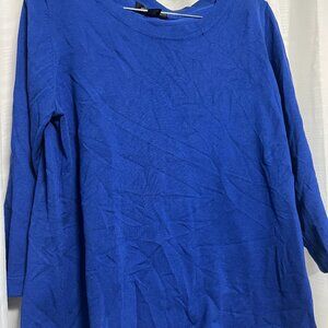 August Silk Blue Silk Blend Knit Top | Minimalist Capsule Wardrobe Basic | XL